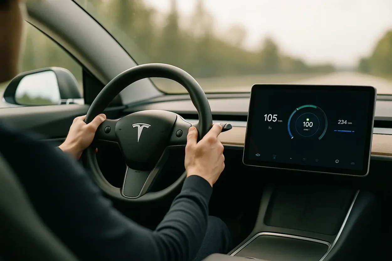 Elektrisch rijden omschakelen in modern dashboard interieur