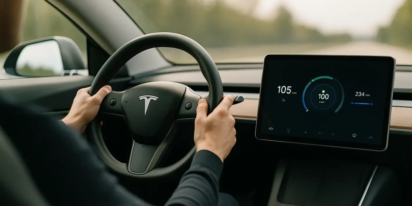 Elektrisch rijden omschakelen in modern dashboard interieur