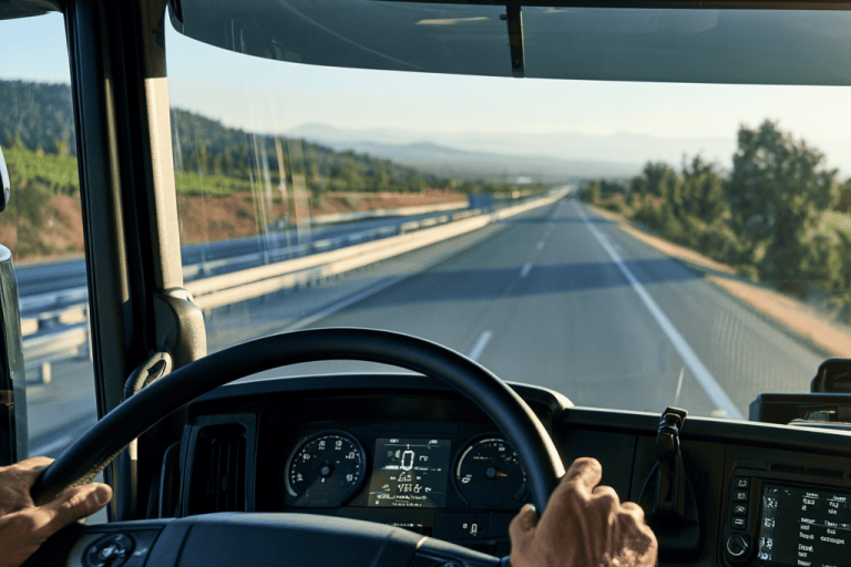 vrachtwagenchauffeur op de weg vrachtwagenchauffeur op de weg